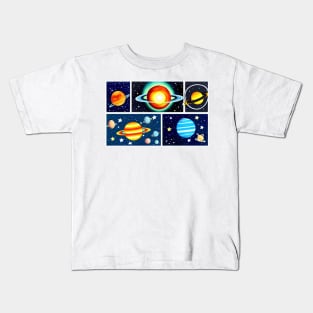 Colourful planets and stars digital illustrations Kids T-Shirt